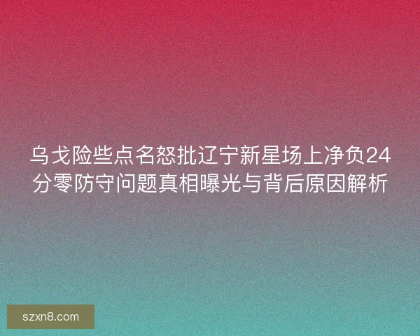 乌戈险些点名怒批辽宁新星场上净负24分零防守问题真相曝光与背后原因解析